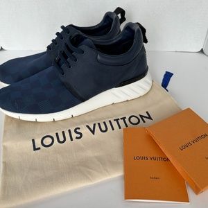 Louis Vuitton Fastline Sneakers with Damier Pattern (Blue/Black/White)